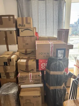 Boxes and household items sorted ready for a property clearance