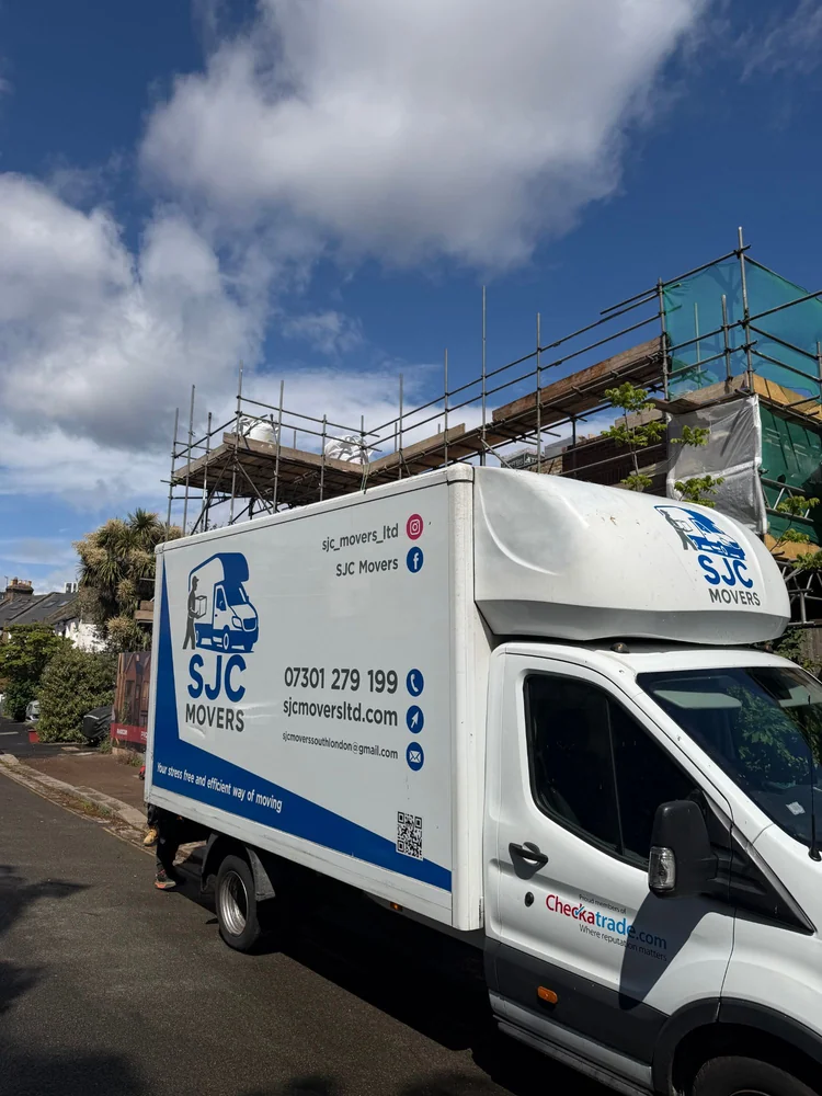 SJC Movers man and van parked ready to load on a Carshalton street