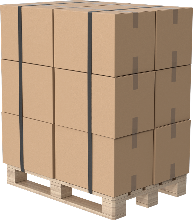 Stacked boxes on a pallet ready to move